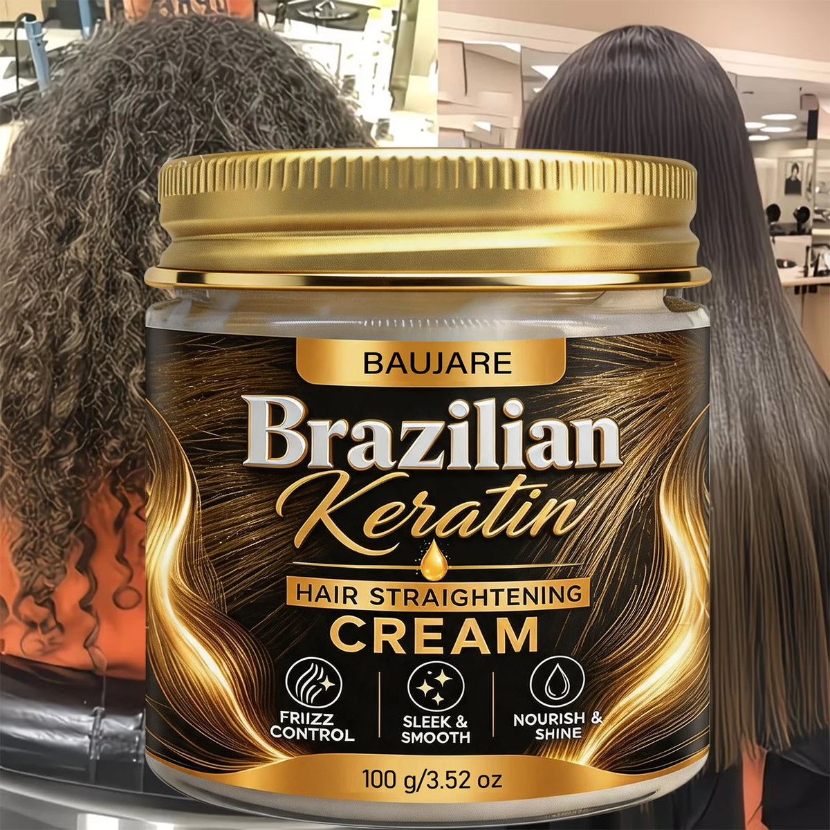 Brazilian Keratin Hair Straightening Cream Anti‑Frizz Nourish Smooth Shine Repair Dry Frizzy Damaged Hair Care Treatment Cream