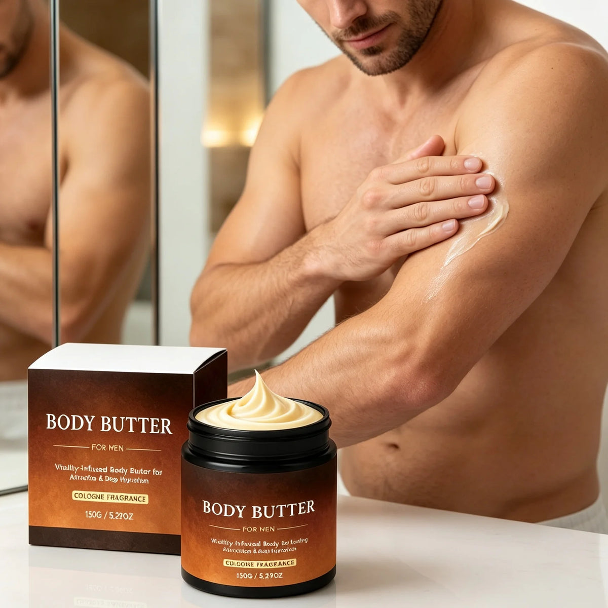 Body Butter for Man Fragrance Cologne Long Lasting Deep Hydration Shea Butter Daily Moisturizing Body Cream for Dry Skin Care