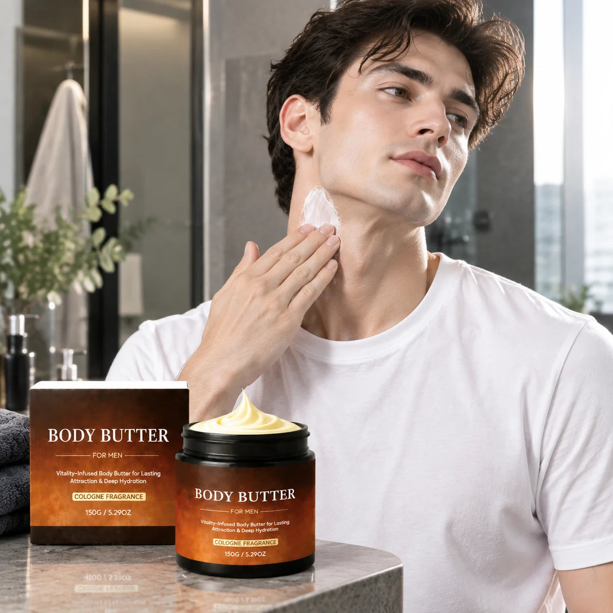 Body Butter for Man Fragrance Cologne Long Lasting Deep Hydration Shea Butter Daily Moisturizing Body Cream for Dry Skin Care