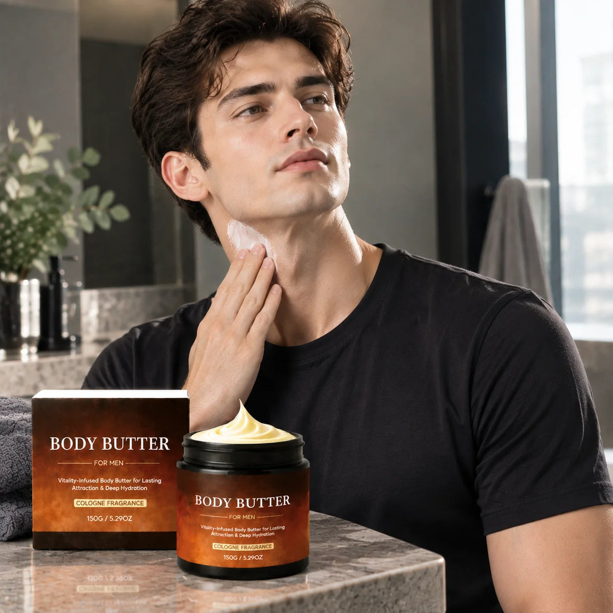 Body Butter for Man Fragrance Cologne Long Lasting Deep Hydration Shea Butter Daily Moisturizing Body Cream for Dry Skin Care