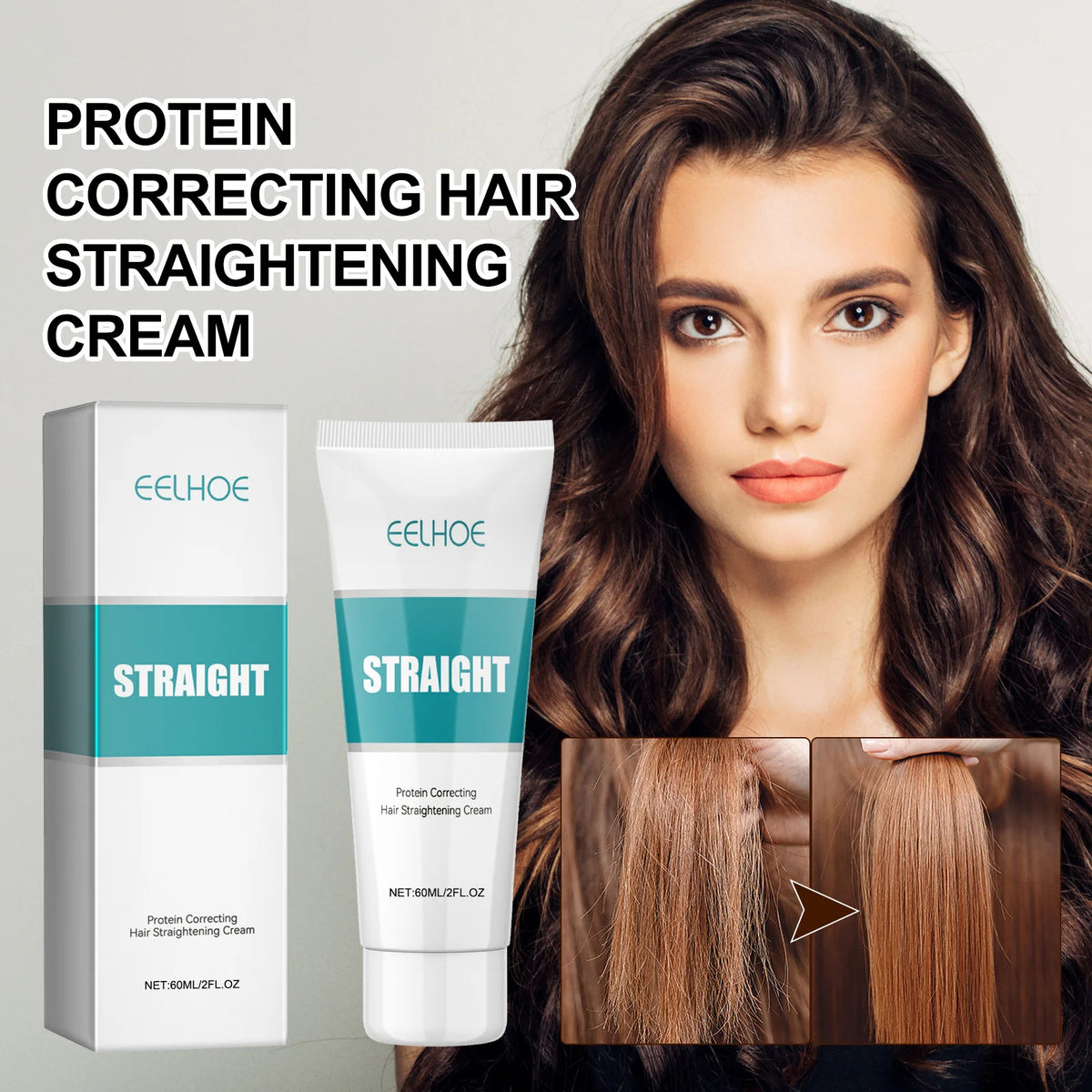 Keratin Hair Straightening Cream Hair Repair Conditioner Reduce Frizzy and Dry Hair Care Set Hair Salon Protein Correction Cream