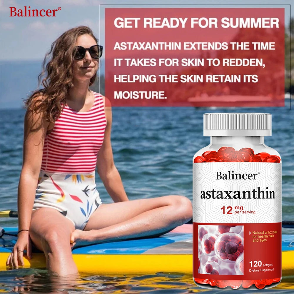 Astaxanthin 12mg Softgels for Eye, Skin & Joint Support