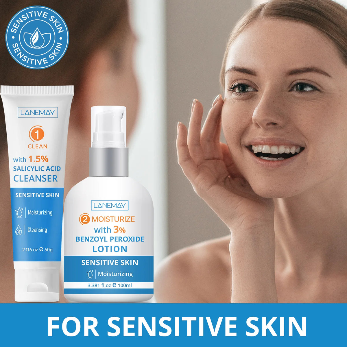 Gentle Clarifying Duo: 1.5% Salicylic Acid Cleanser & 3% Benzoyl Peroxide Lotion