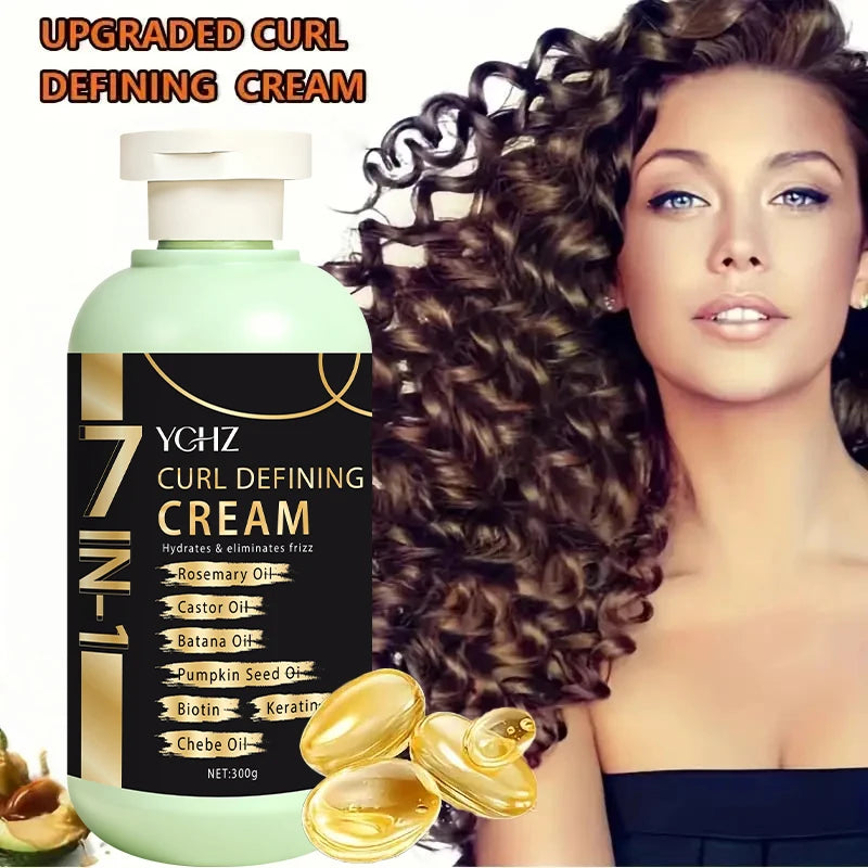 Curly Hair Care Cream, Deeply Moisturizing and Long-Lasting, Suitable for Wavy and Curly Hair, Protective Perm and Curl Enhancement Cream, Suitable for All Hair Types