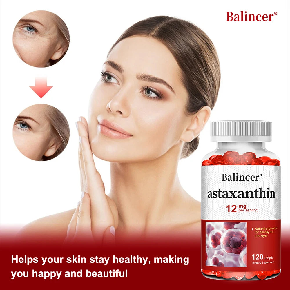 Astaxanthin 12mg Softgels for Eye, Skin & Joint Support