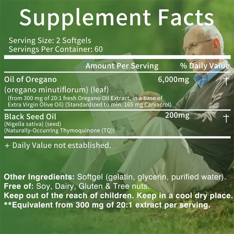 Oil of Oregano & Black Seed Oil Supplements for Immune & Gut Health