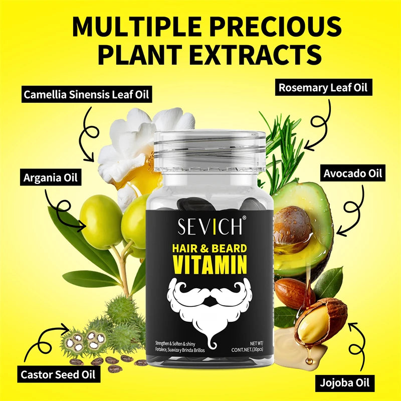 Hair Care Vitamin Capsules Beard Growth Serum Spray Fast Styling Hair Growing Essential Oil Thicker Repair Damaged Hair Care Oil