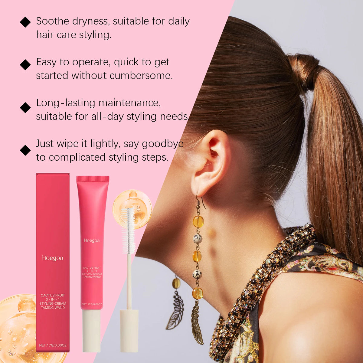 Hair Styling Cream Improves Frizz Softens and Prevents Split Hair Volume Lift Styling Cream Long Lasting Control Frizz Hair Care