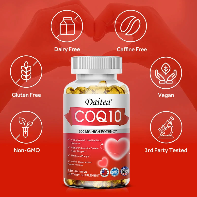 Coenzyme Q10 (CoQ10) Capsules for Heart Health & Cellular Energy