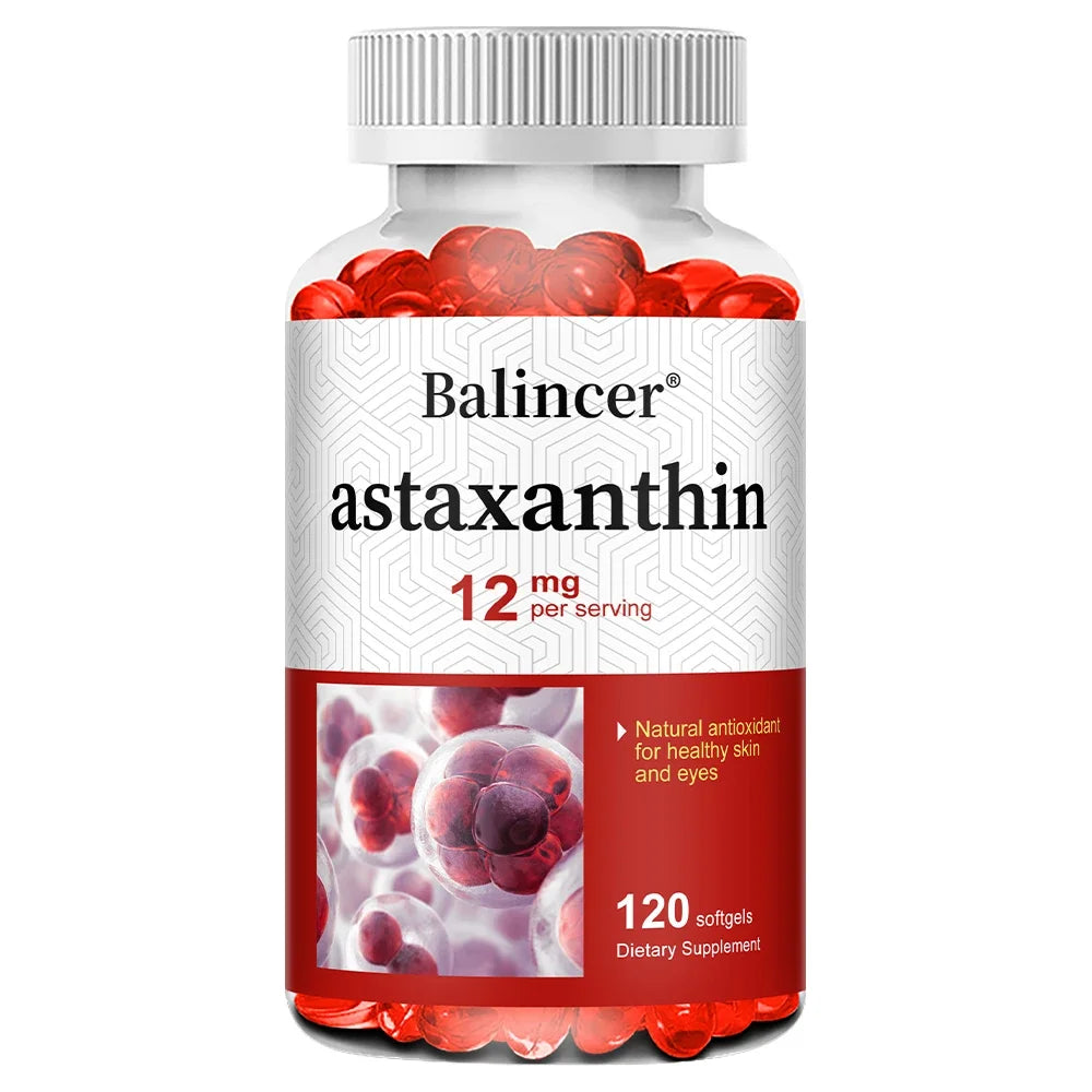Astaxanthin 12mg Softgels for Eye, Skin & Joint Support