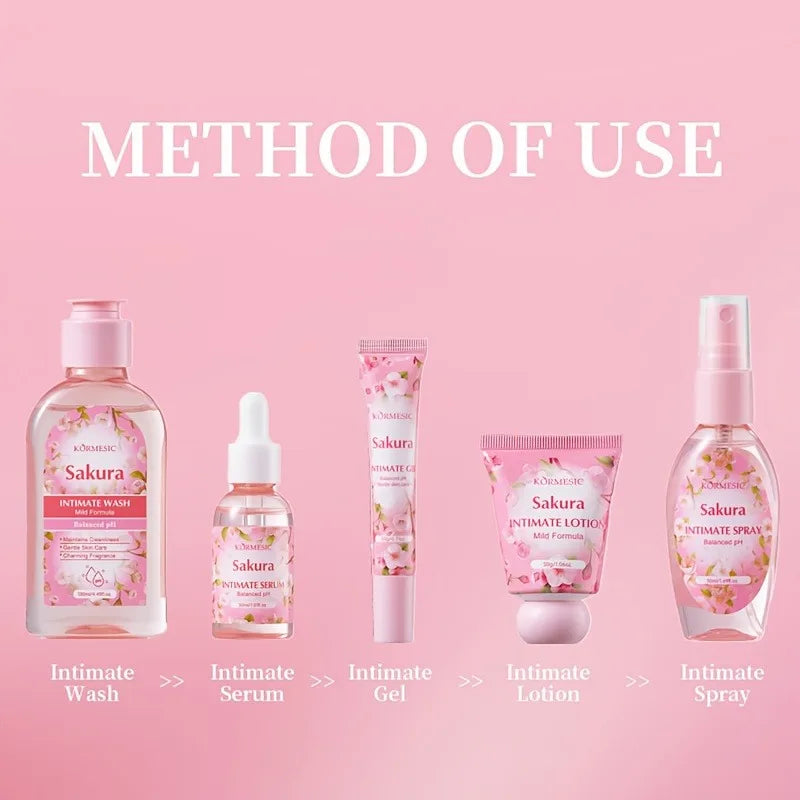 Sakura Women's Intimate Care 5-Piece Complete Hygiene Set