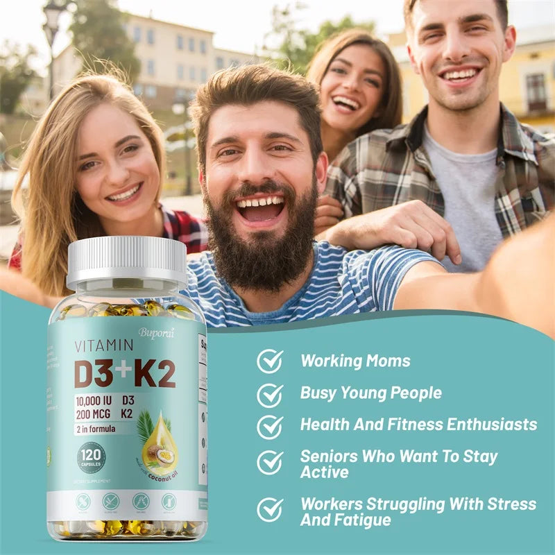 Vitamin D3 + K2 Softgels for Bone, Heart & Immune Support