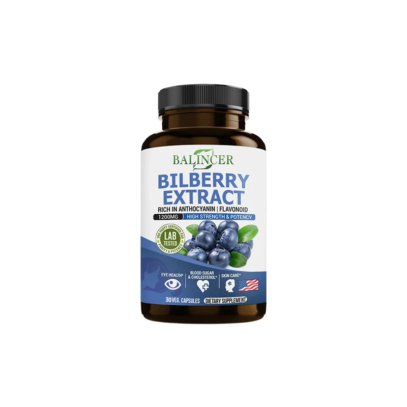 Bilberry Extract Supplement, Helps Maintain Eye and Vision Health, Anti-aging, Promotes Brain Health, Protects Vision Health