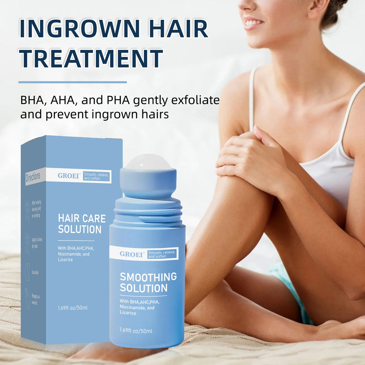 Ingrown Hair Care Solution Reduces Post-Shave Redness and Stinging, Minimizes Pigmentation, Suitable for All-Over Skin