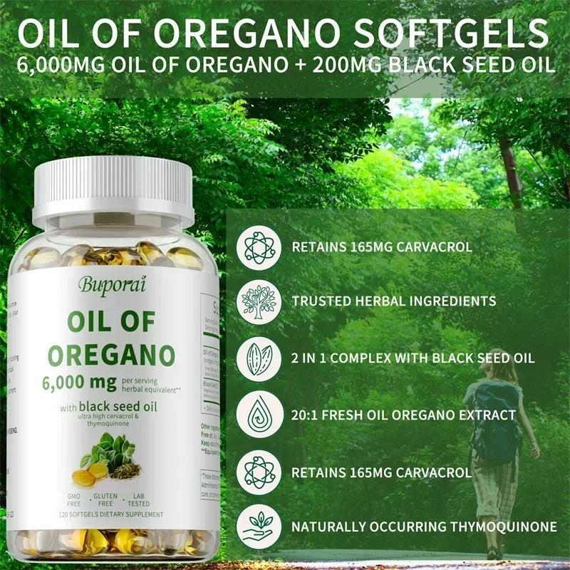 Oil of Oregano & Black Seed Oil Supplements for Immune & Gut Health
