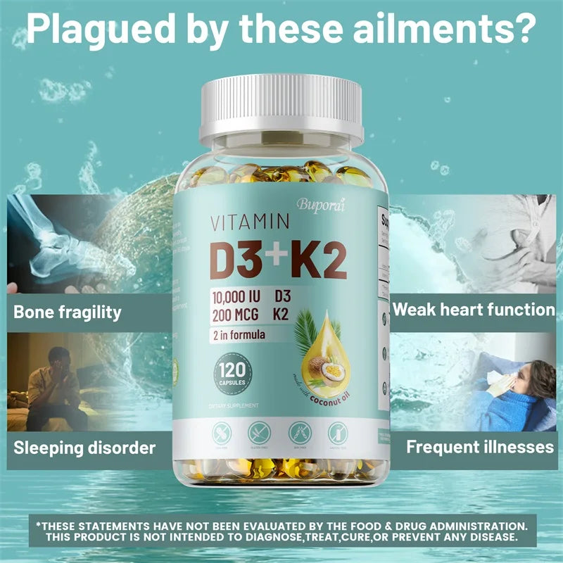 Vitamin D3 + K2 Softgels for Bone, Heart & Immune Support