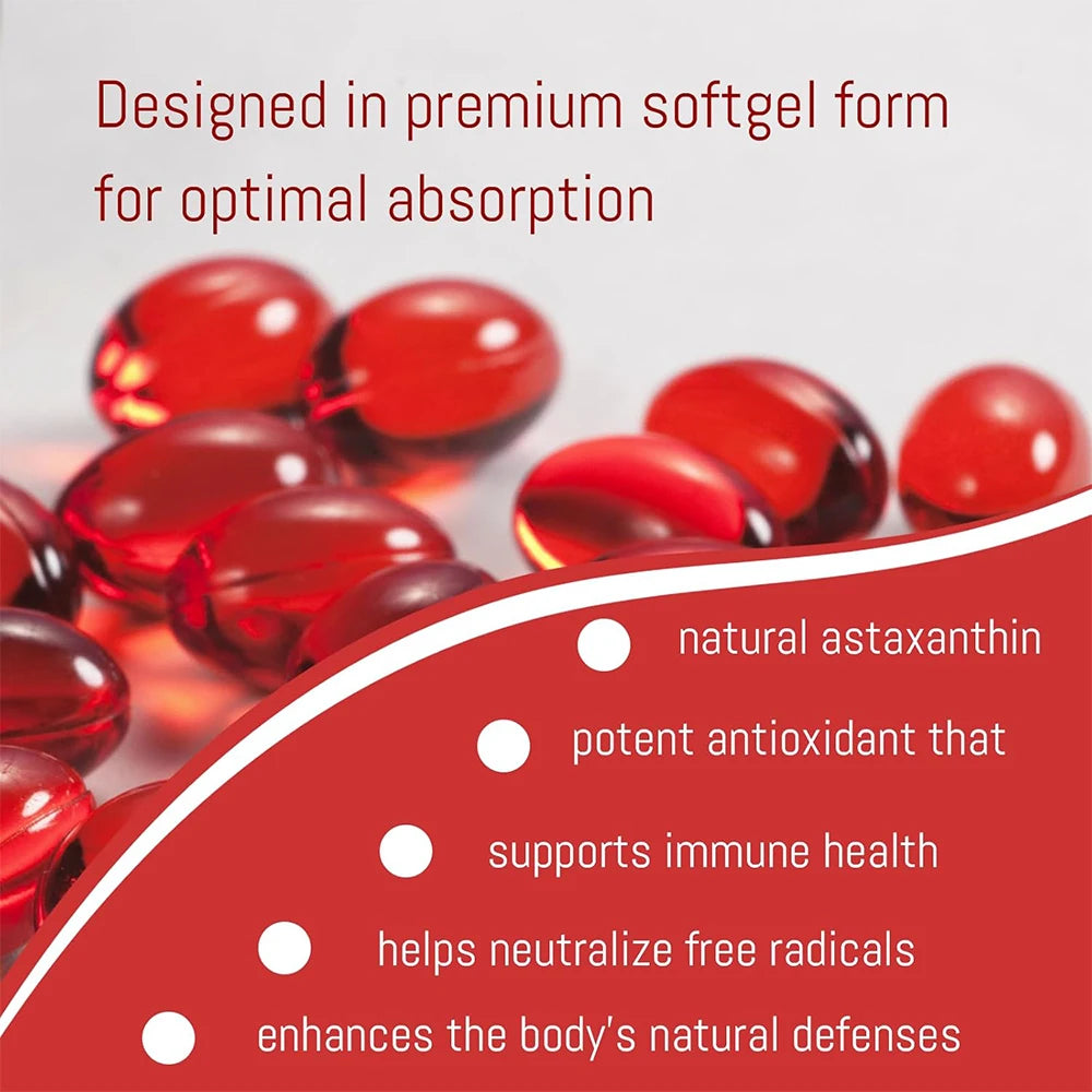 Astaxanthin 12mg Softgels for Eye, Skin & Joint Support