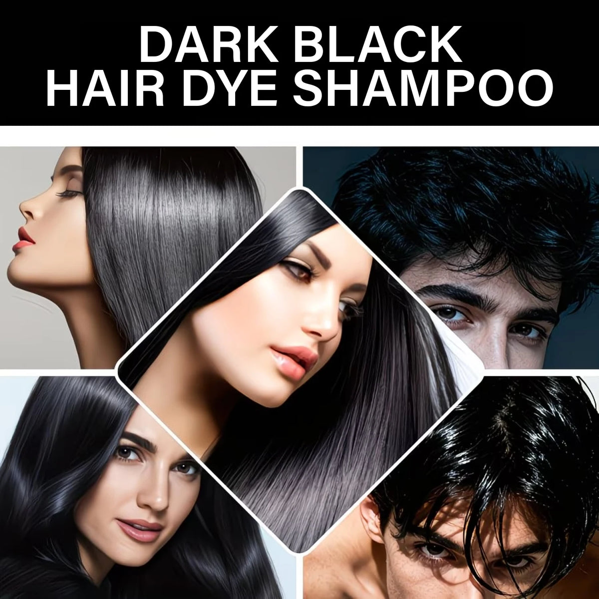 Dark Black Color Enhancing Shampoo with Keratin & Biotin – Gentle Strengthening Hair Care with Ginseng & Ginger, Natural Shade –