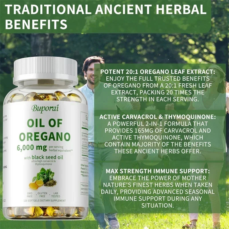 Oil of Oregano & Black Seed Oil Supplements for Immune & Gut Health