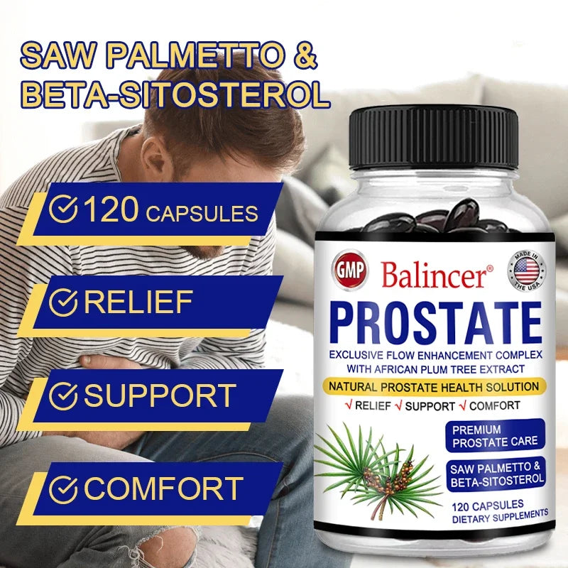 Saw Palmetto & Beta-Sitosterol Capsules for Prostate Health & Hair Support