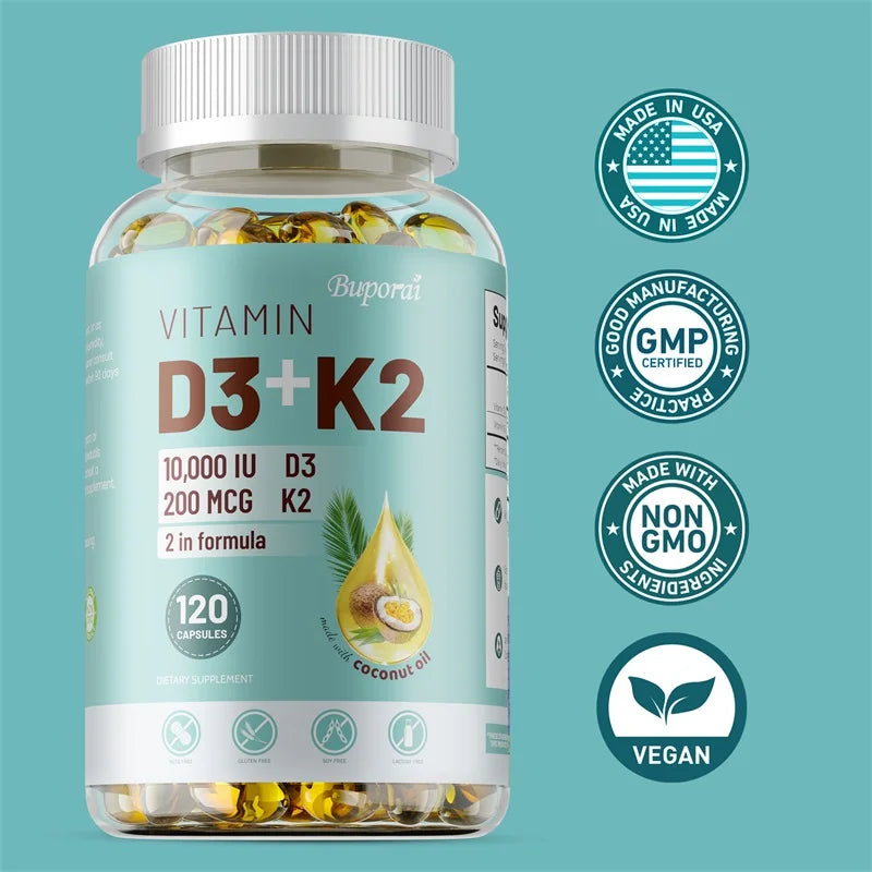Vitamin D3 + K2 Softgels for Bone, Heart & Immune Support