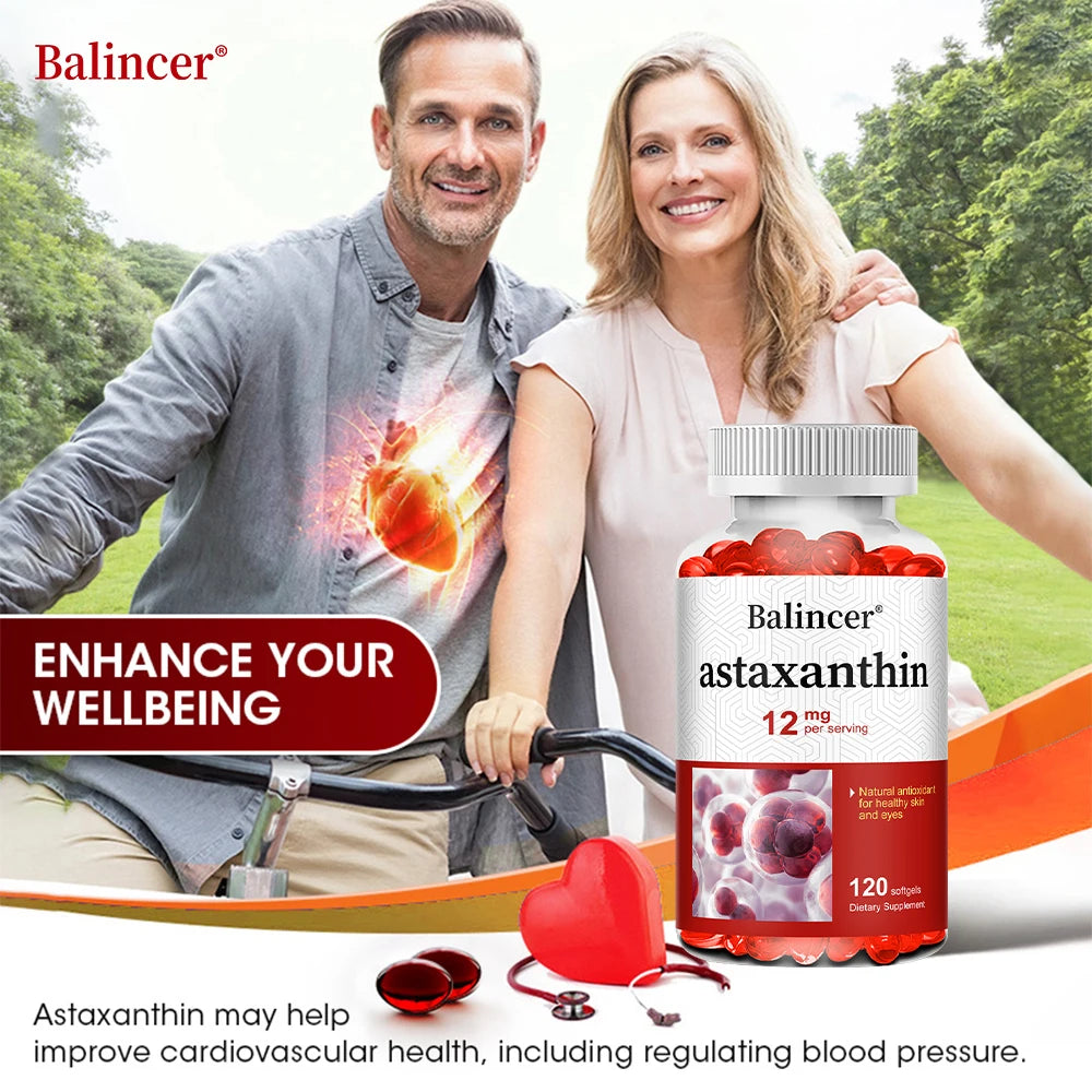 Astaxanthin 12mg Softgels for Eye, Skin & Joint Support