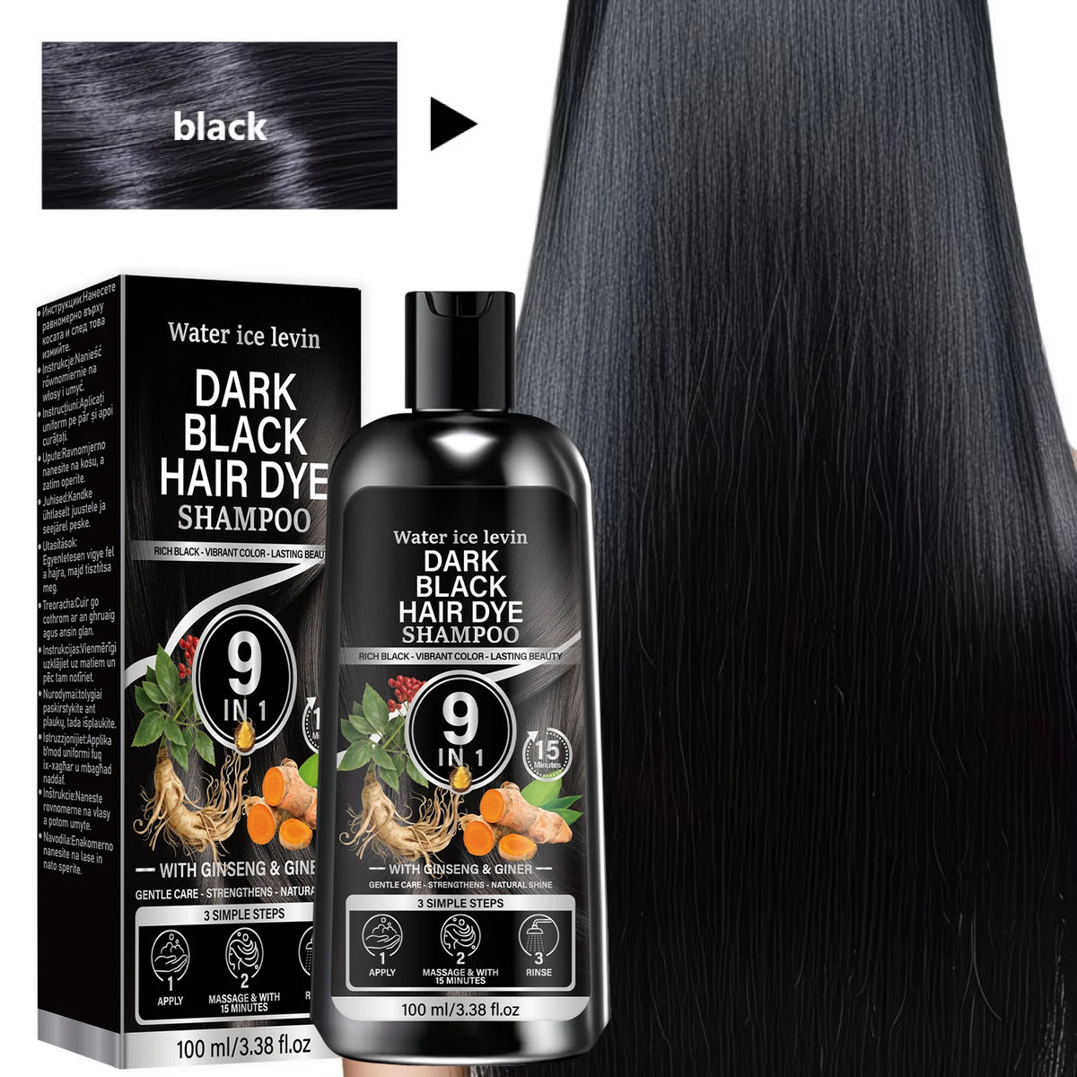 9‑in‑1 Herbal Black Hair‑Nourishing Shampoo With Ginseng Ginger Boost Hair Shine Soften Dry Strands Gentle Daily Hair Care