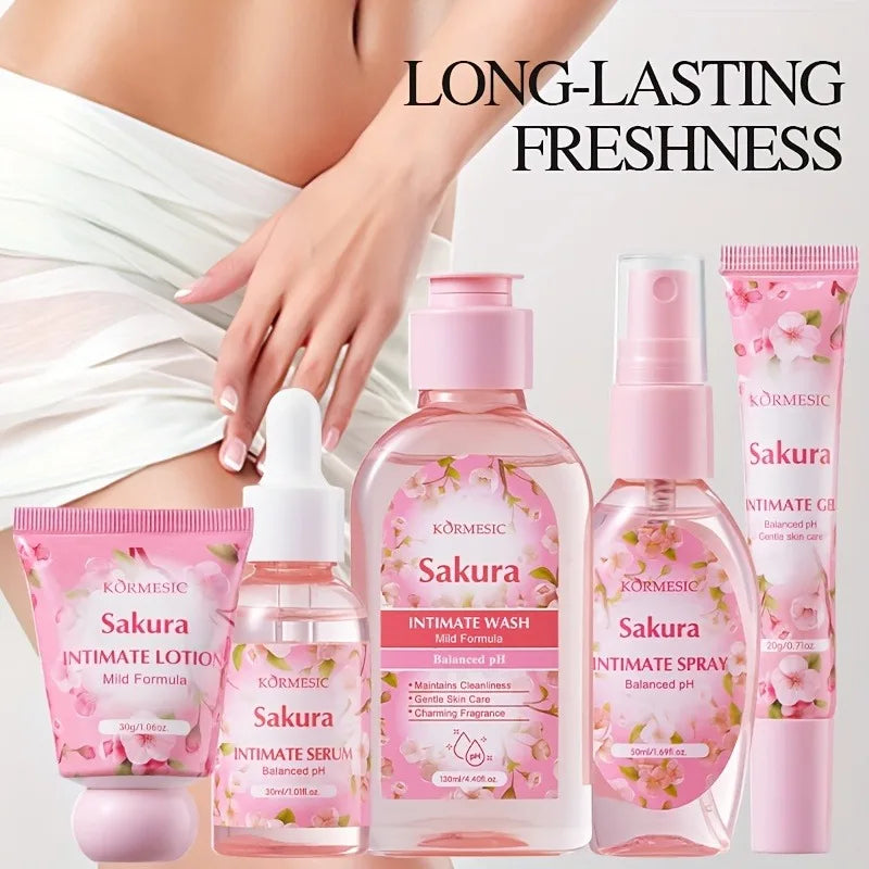Sakura Women's Intimate Care 5-Piece Complete Hygiene Set