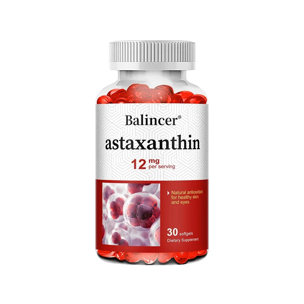 Astaxanthin 12mg Softgels for Eye, Skin & Joint Support