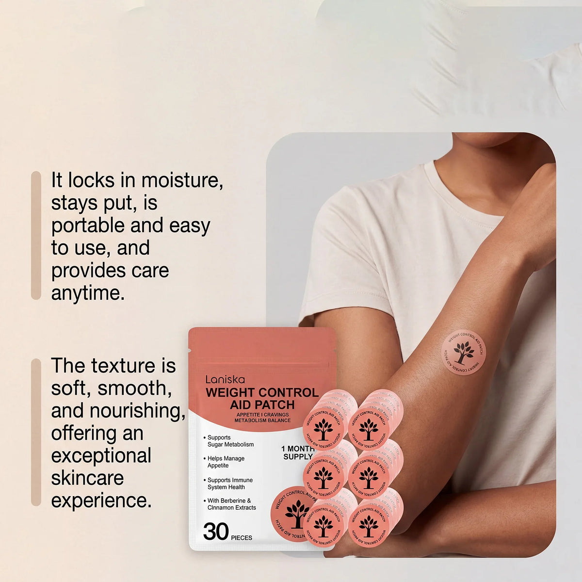 Body Care Patch Gentle and Comfortable with Berberine & Cinnamon Extracts Skin Management Lightweight Body Daily Care Patch